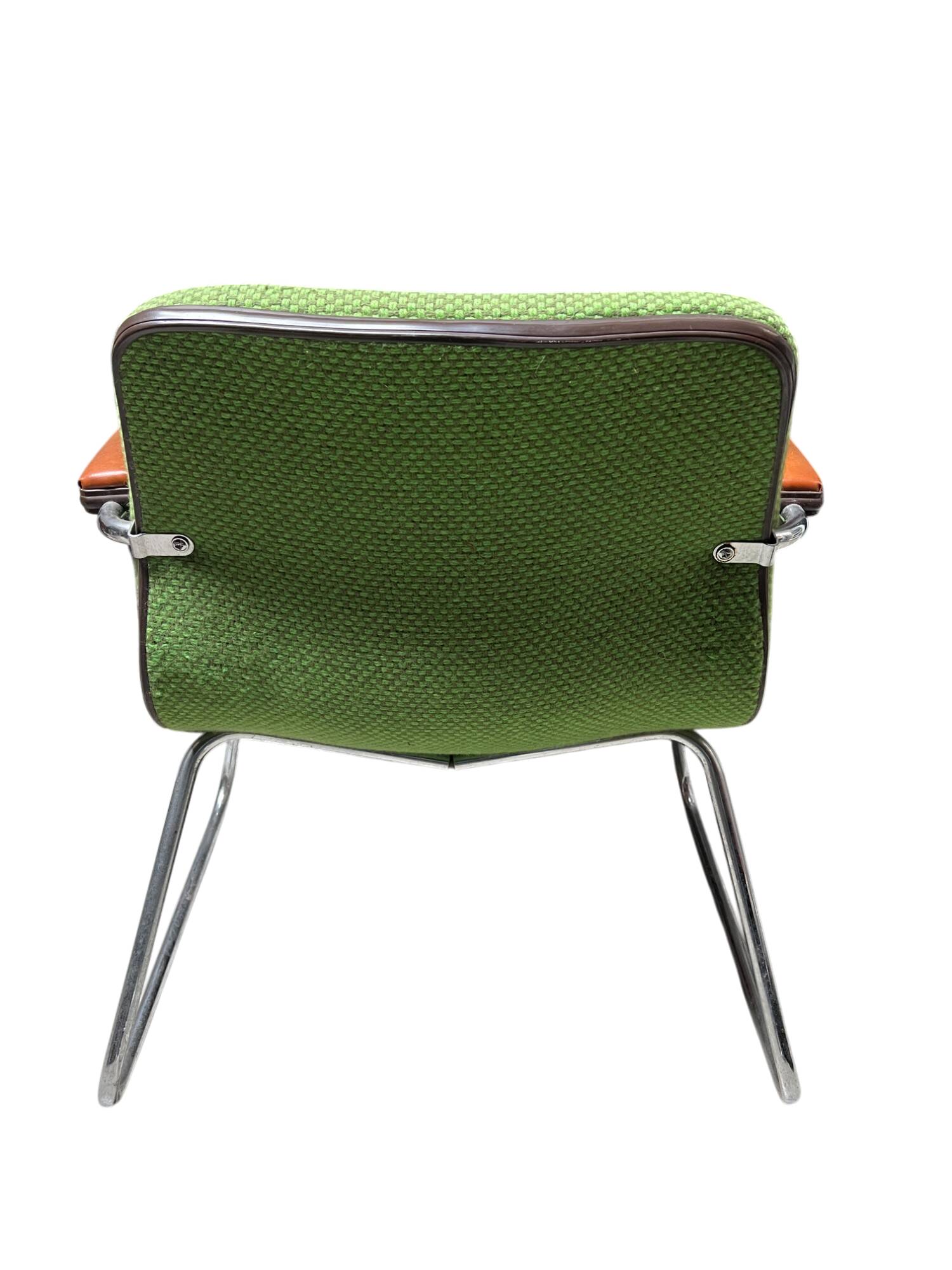 Metal and green fabric armchair