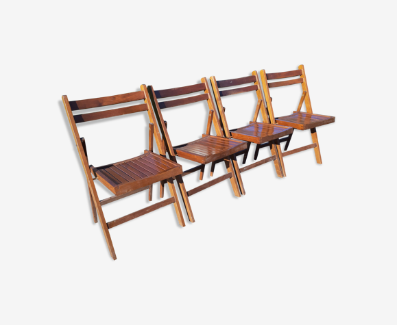 4 chaises bois pliantes vintage des années 60