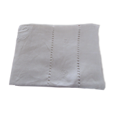 Drap ancien brodé main lin monogramme GP