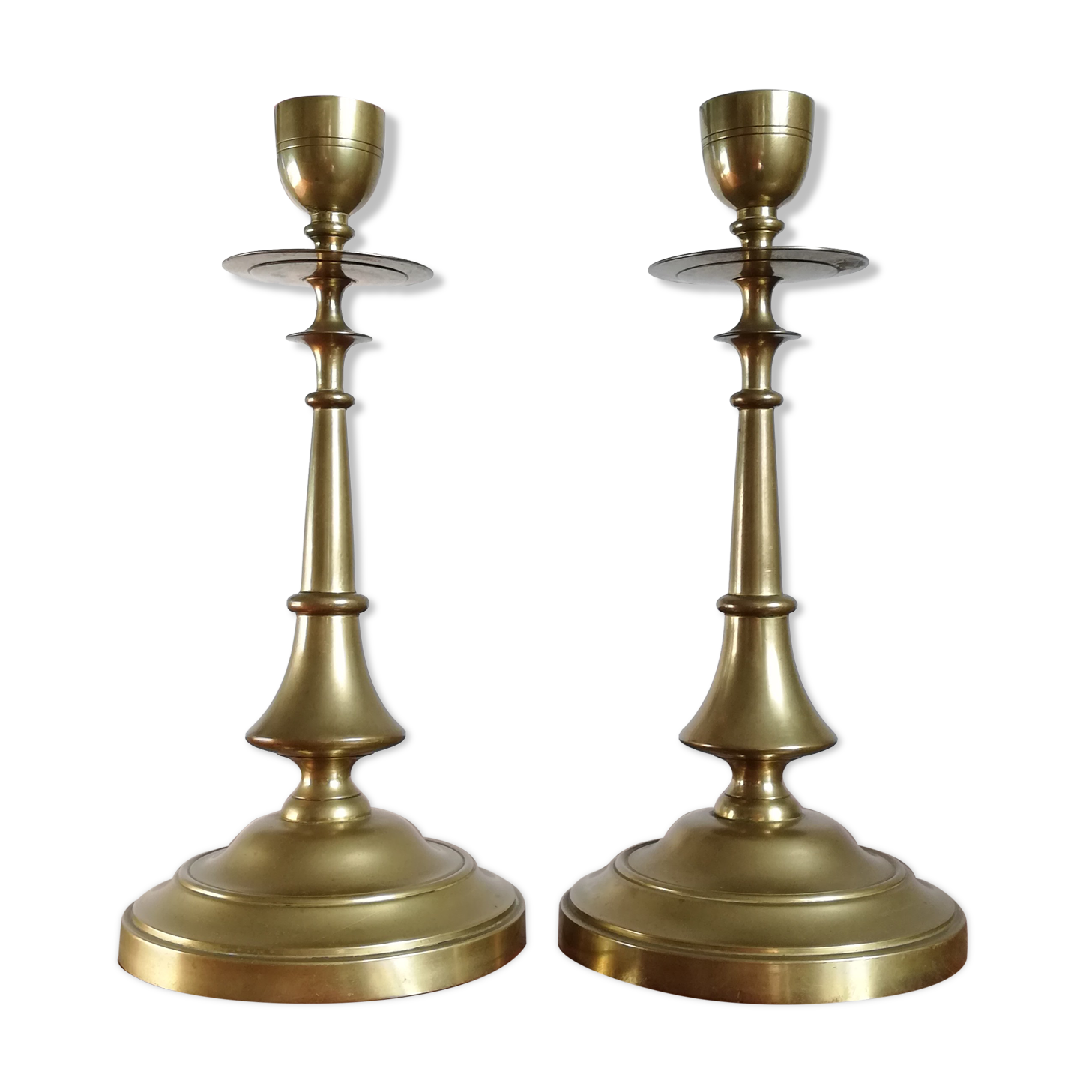 Pair of brass candle holders