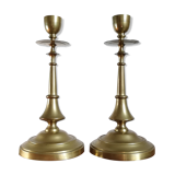 Pair of brass candle holders