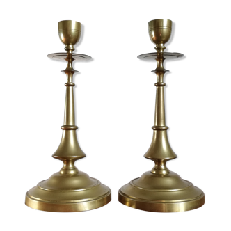 Pair of brass candle holders