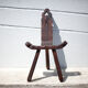 Brutalist wooden chair, tripod chair, Spanish chair