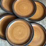 Série de 6 assiettes plates en grès vintage modèle Meylan