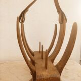 Review door organic form in wood and leather