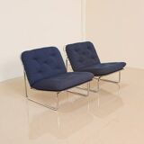 Pair of blue "666" armchairs by Kho Liang for Artifort 70's