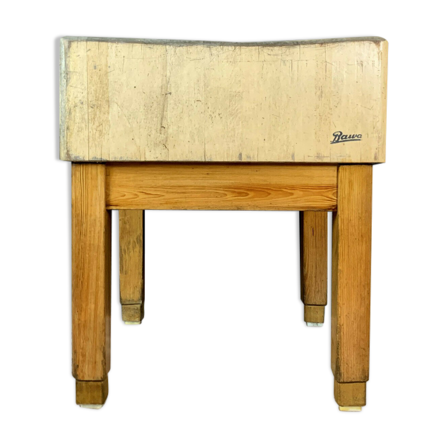 Billot de boucher de marque Bava en bois debout et orme.