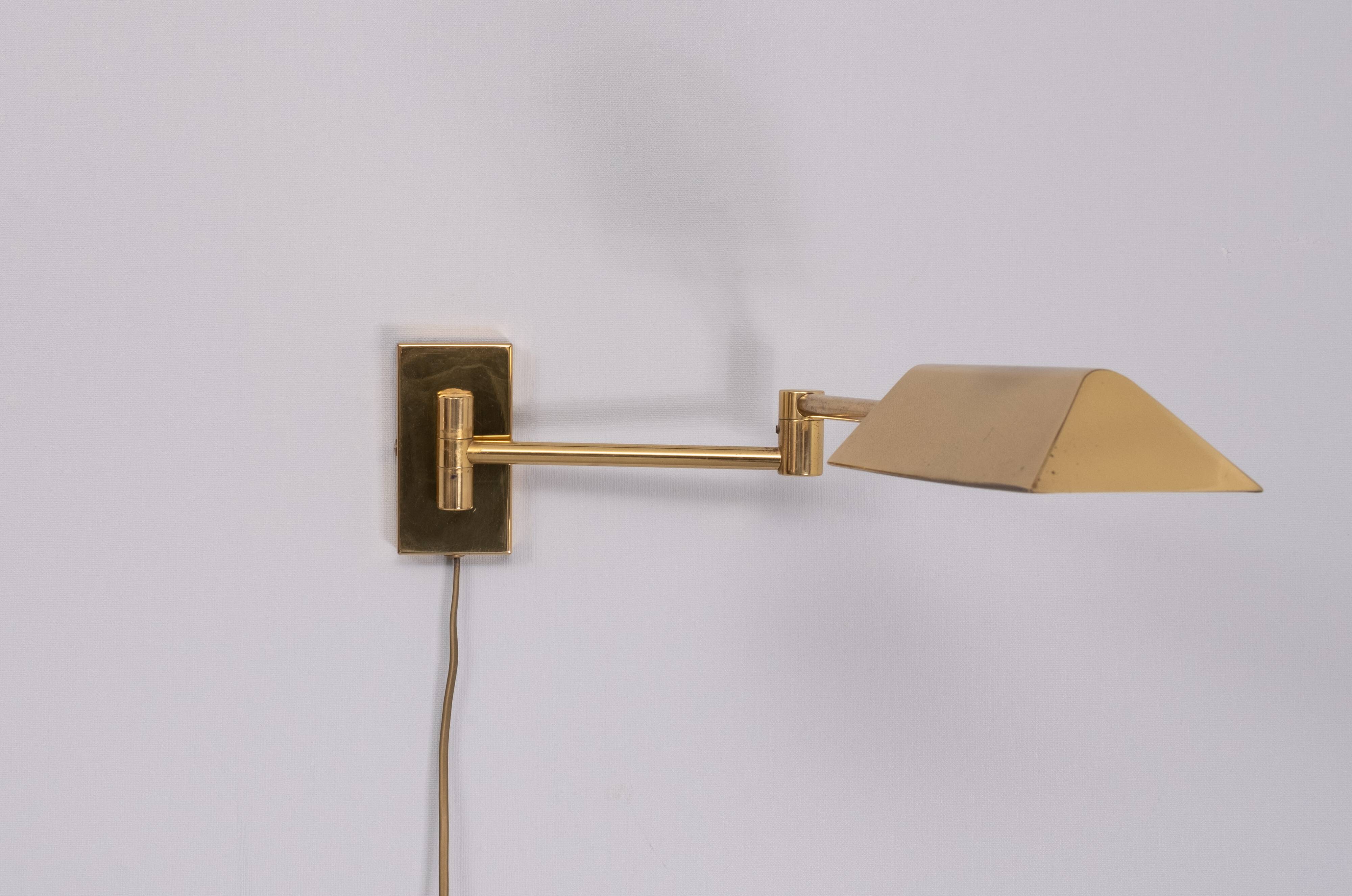 Brass swing arm Wall lamp Germany 1970s