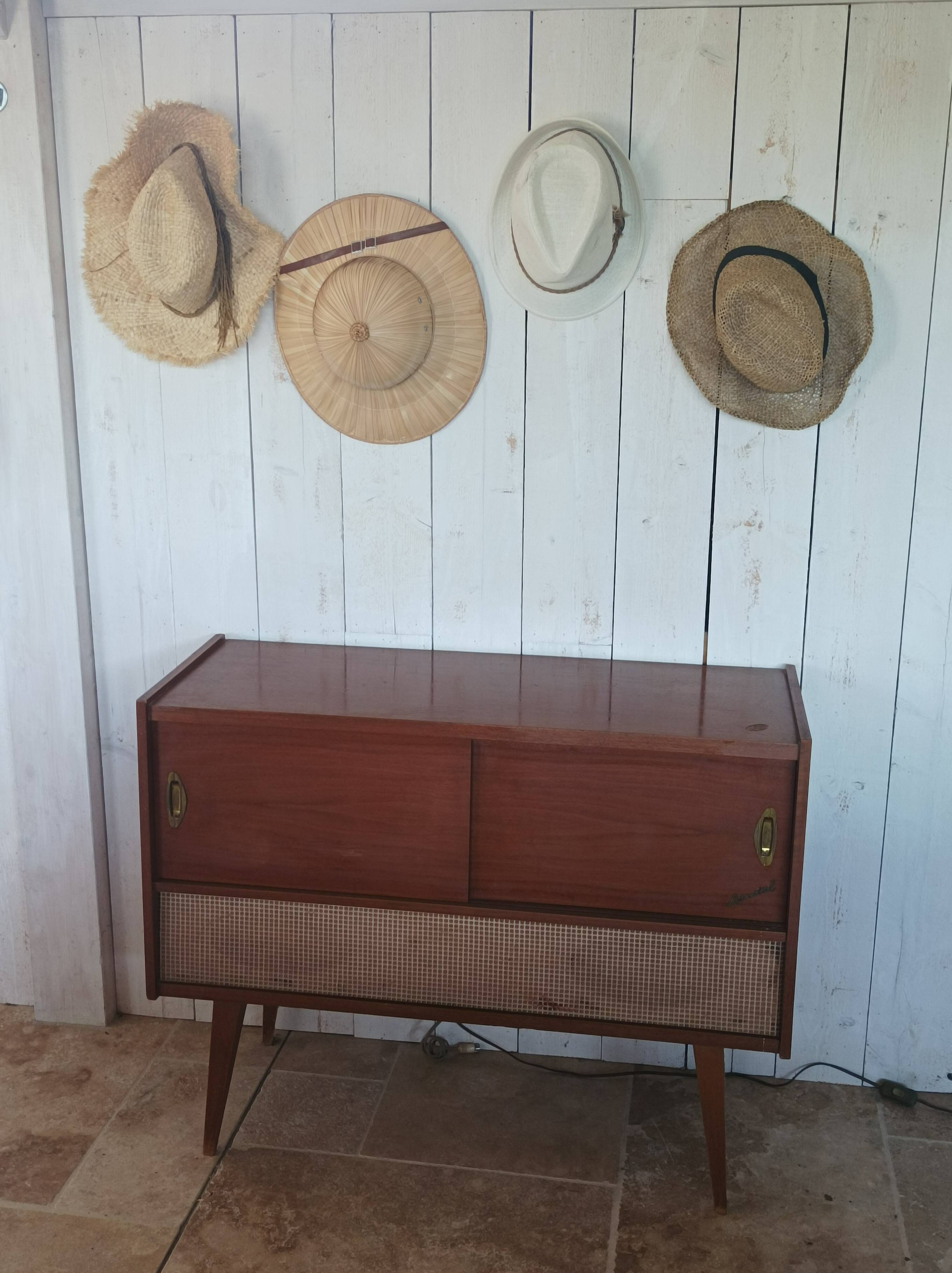 Vintage radio and record cabinet