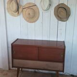 Vintage radio and record cabinet