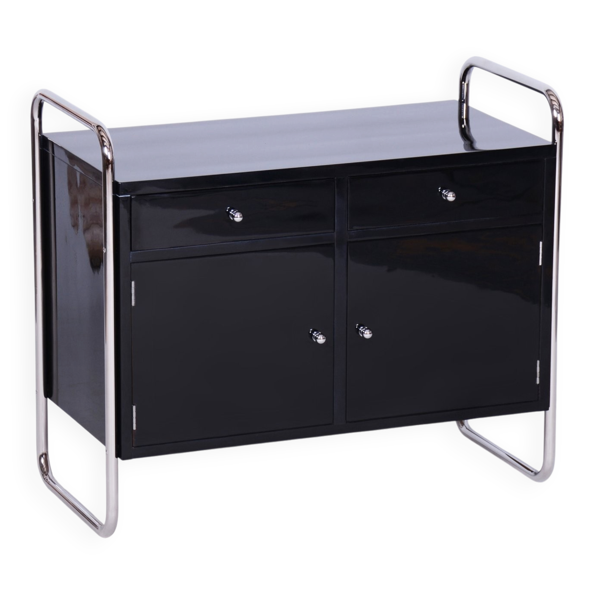 Bauhaus Cabinet in Chrome-Plated Steel by R. Slezák, Czech, 1930s