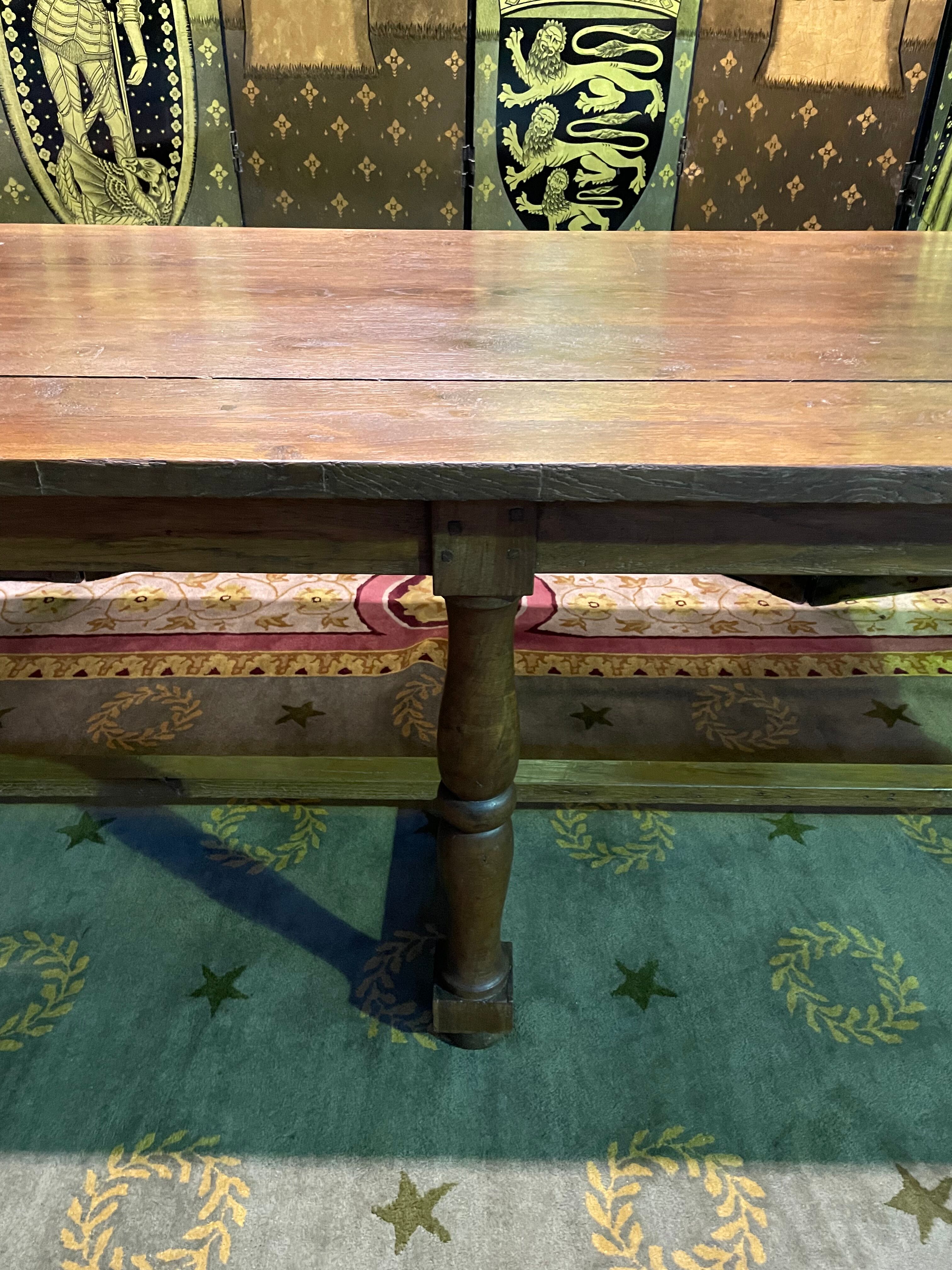 Louis XIII style oak farmhouse table