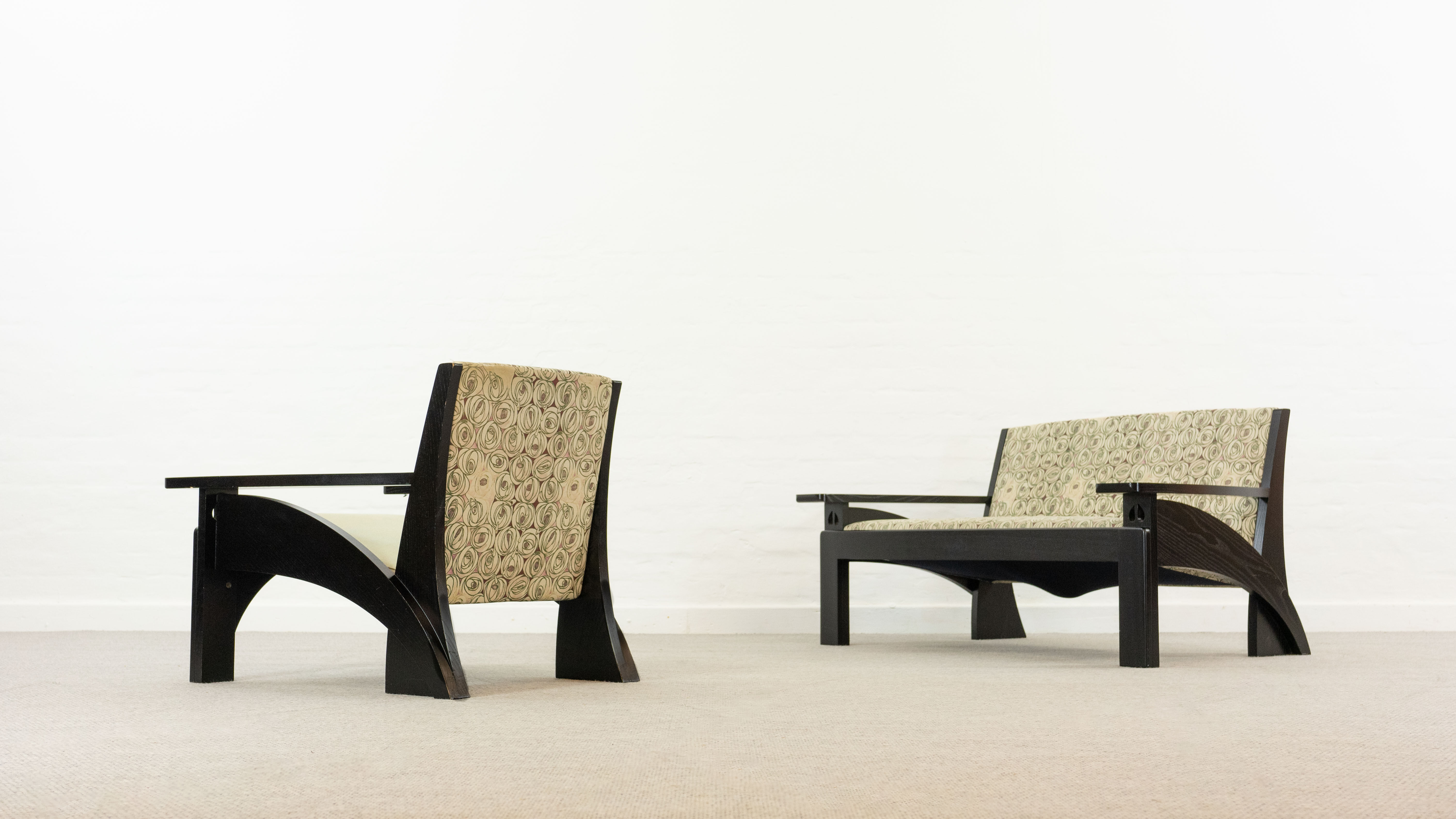 Cassina Hill House Set, Sofa and easy chair by Charles Rennie Mackintosh