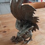 2 silver metal roosters