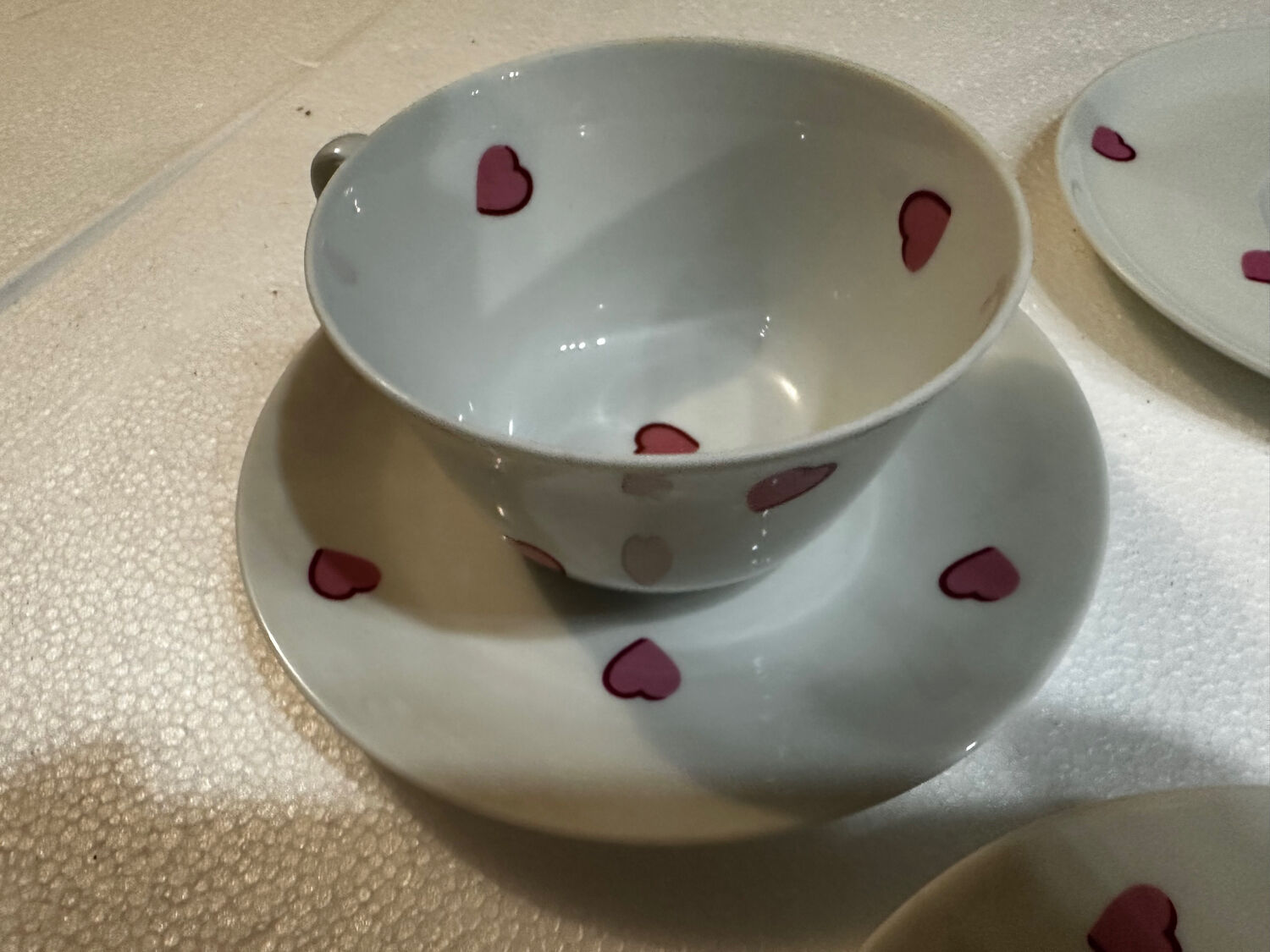 Breakfast Service D. Porthault Limoges Pink Hearts 10 Pcs