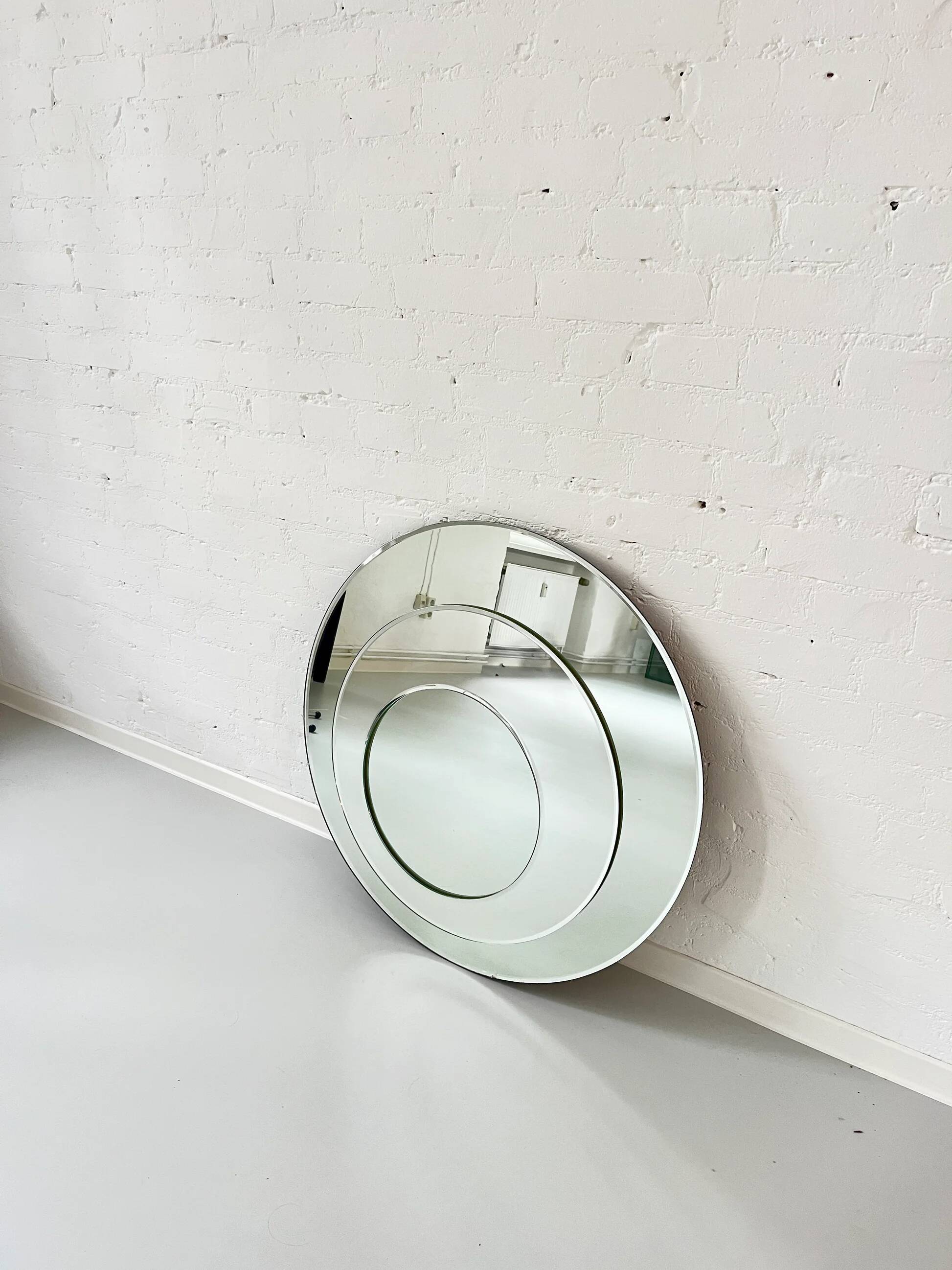 Vintage round concentric wall mirror, Italy, 1970s