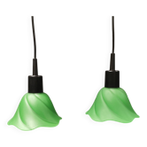 Deux petites lampes suspendues en verre, danoises et des années 1980.