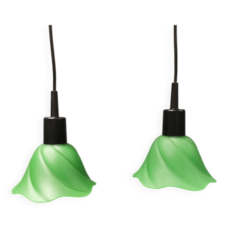 Two small hanging lamps in glass, Danish and from the 1980s.