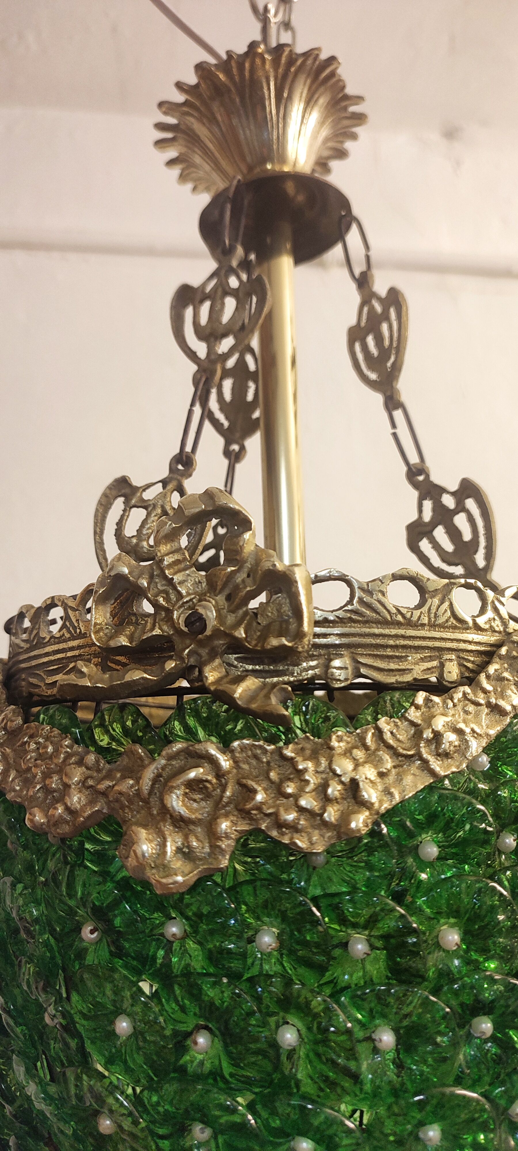 Ceiling lamp with Murano glass flowers. Italy, 1960s