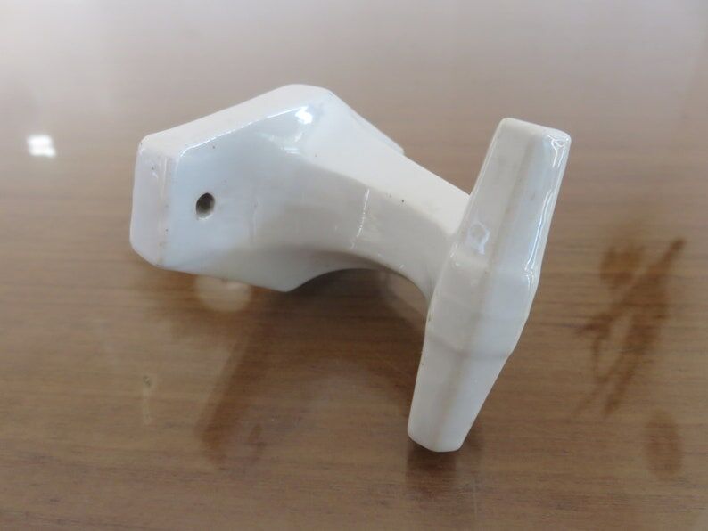 Old coat hook in white porcelain art deco years 30 40