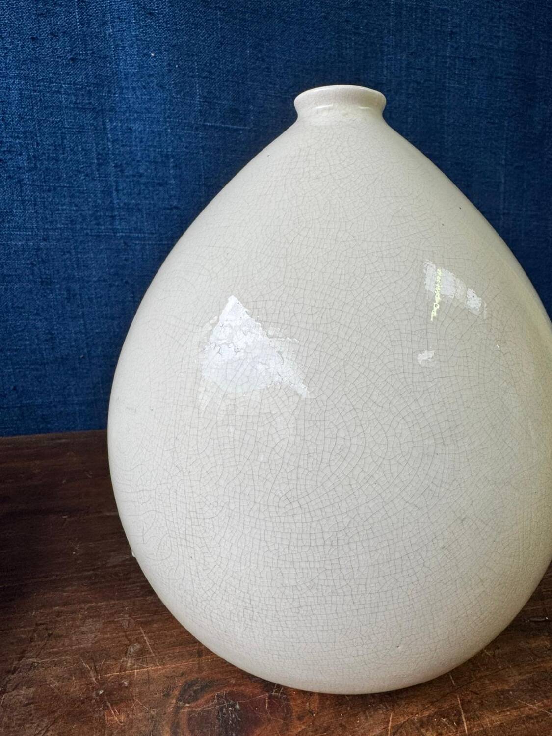 Vase œuf Art déco en céramique craquelée Orchies, 1930