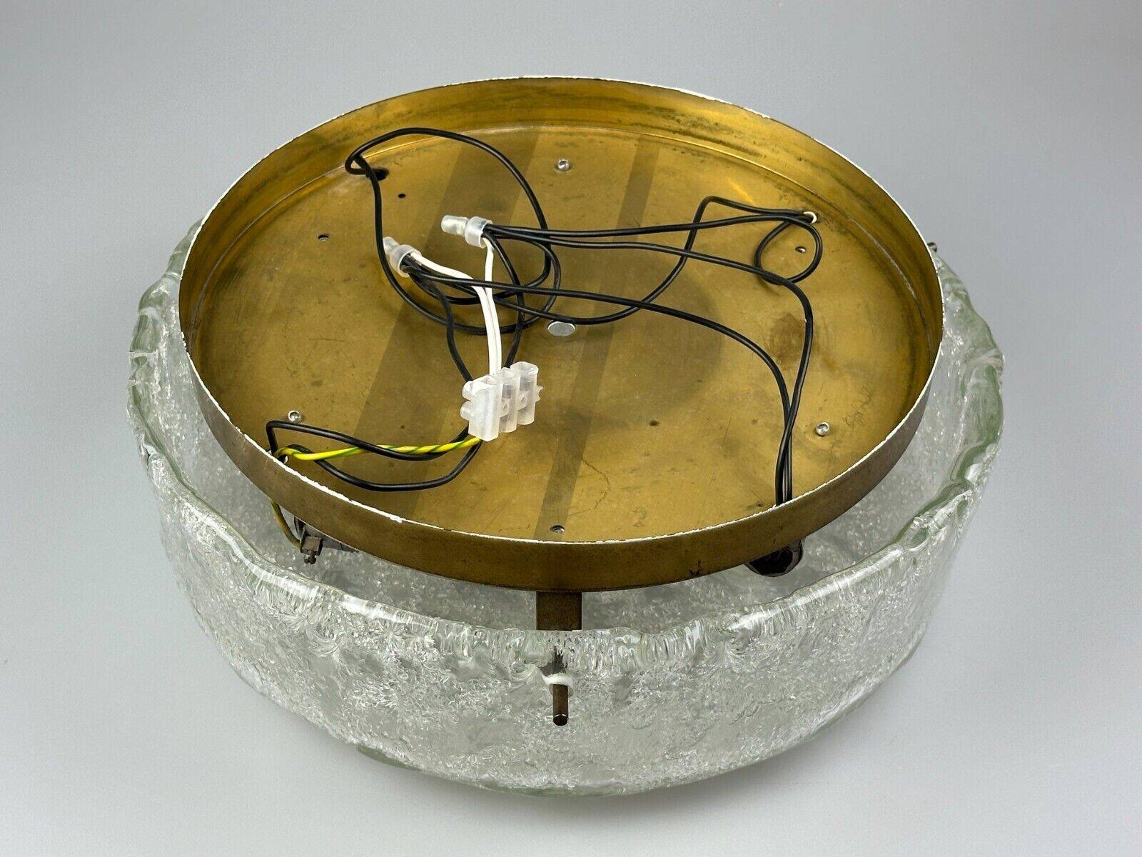 60s 70s ceiling lamp Plafoniere Flush Mount Ice Glass Hillebrand Germany