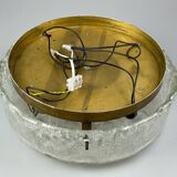 60s 70s ceiling lamp Plafoniere Flush Mount Ice Glass Hillebrand Germany