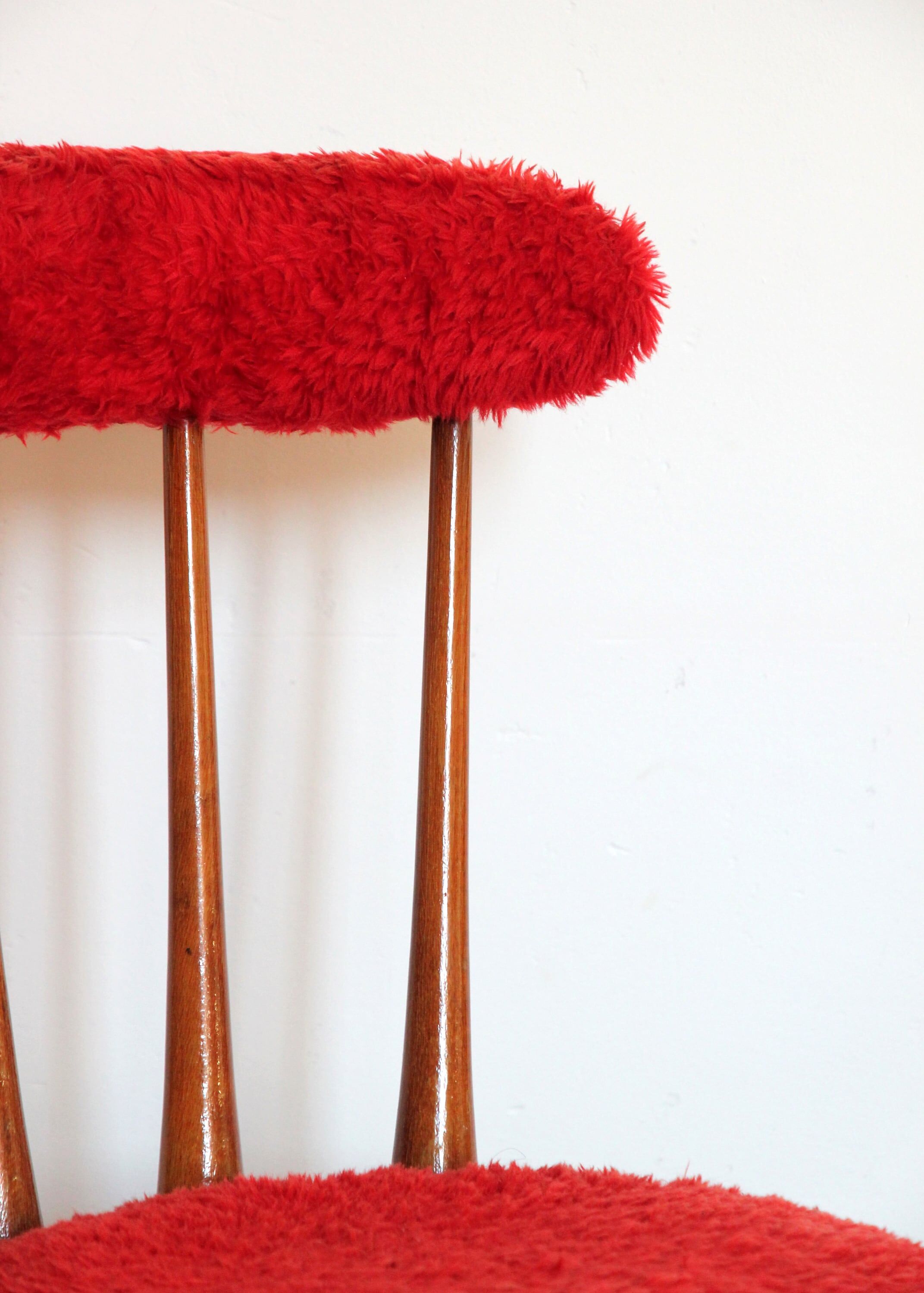 Vintage red furry chair