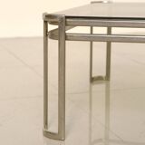 Italian coffee table in metal and brown smoked glass from the 60s