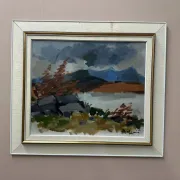 Original Swedish Oil on Canvas – “Landscape” by Ivar Hjertqvist – Vintage & Framed 74 × 65 cm (29" × 25.5")