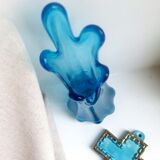 Vase corolle en verre bleu