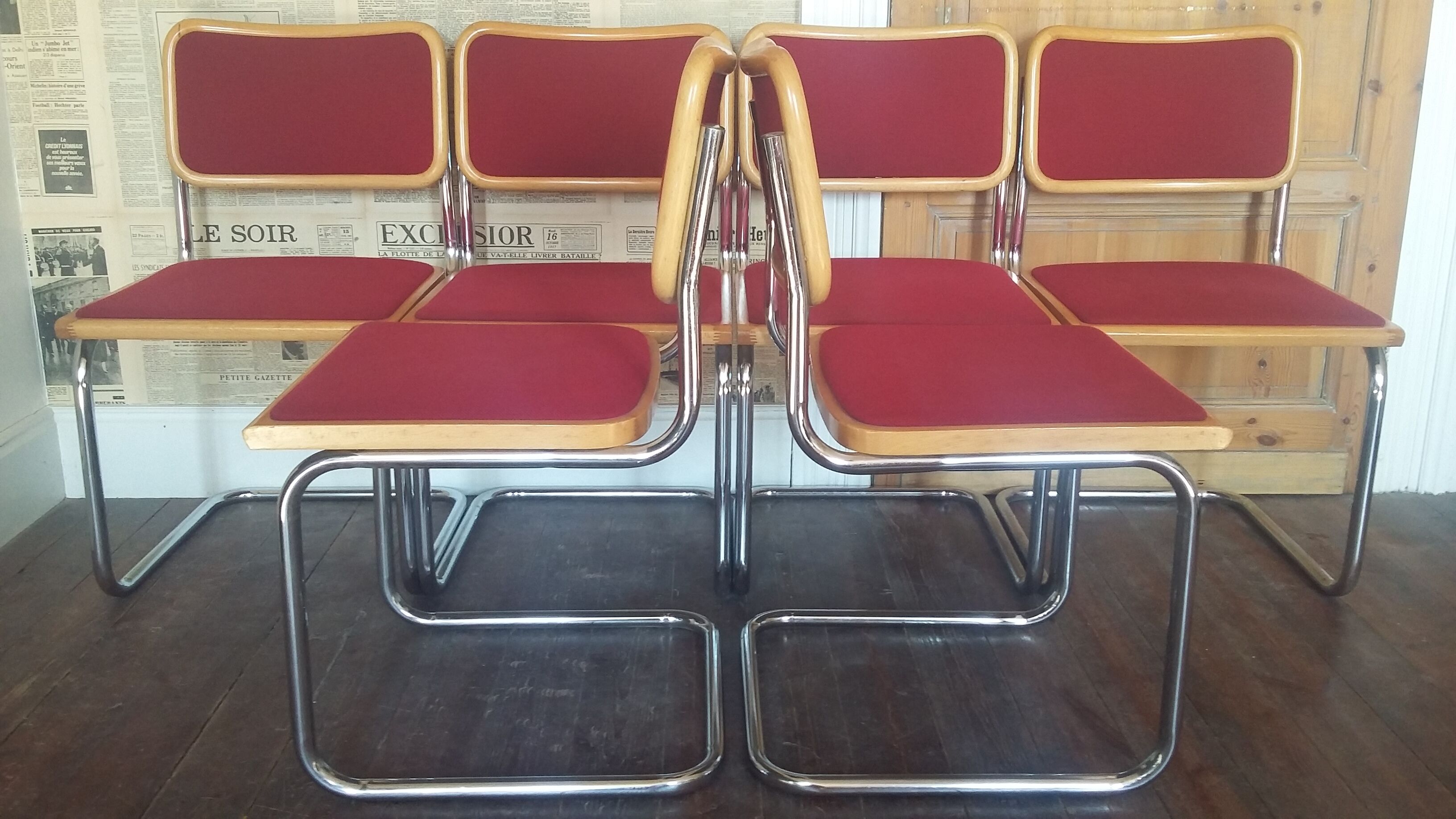 Set of 6 vintage chairs Cesca B32 Breuer Bauhaus Italy