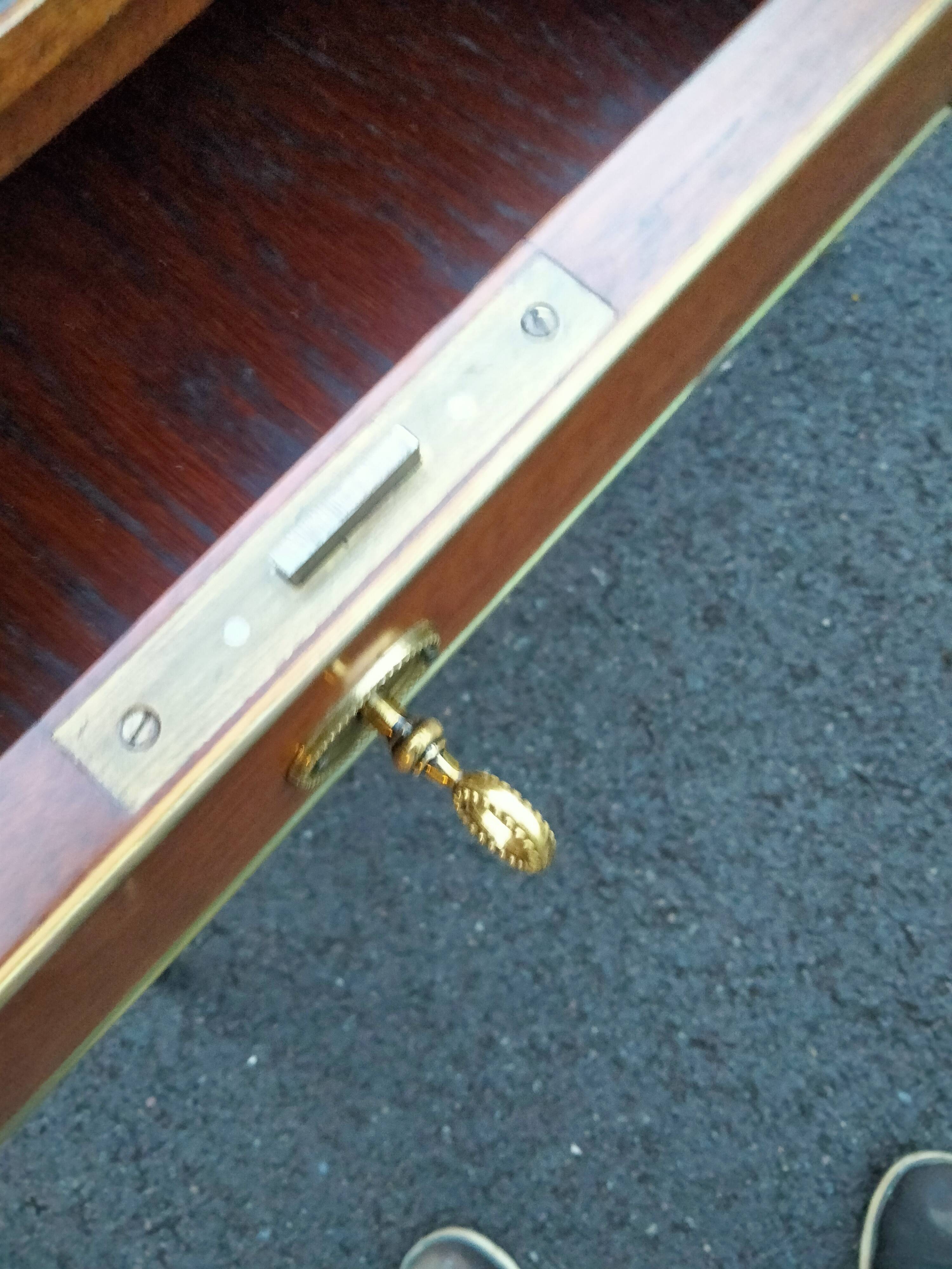 Old style flat desk louis xvi leather tray with 2 pulls