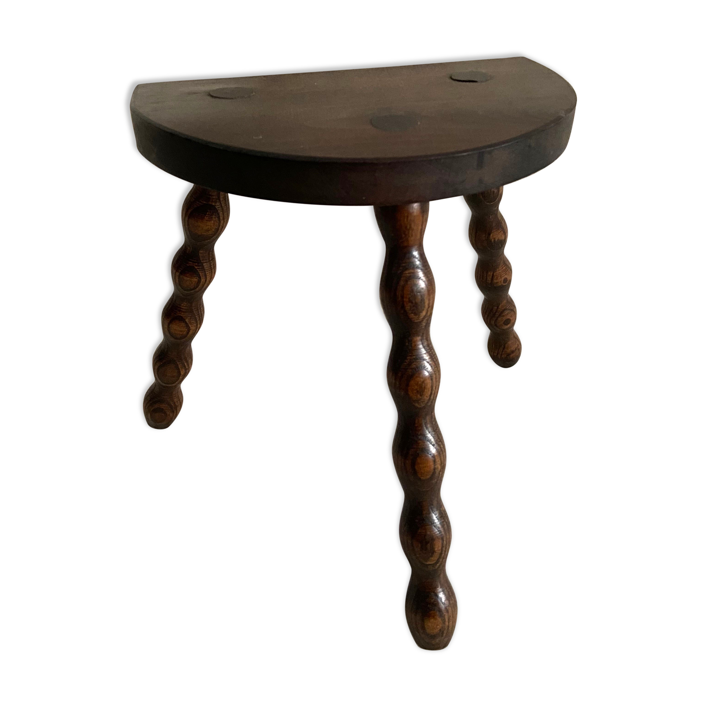 Tripod stool in turned wood