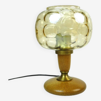 Lampe de Bureau Vintage en Teck et Verre Bullé par Hustadt Helena Tynell Age