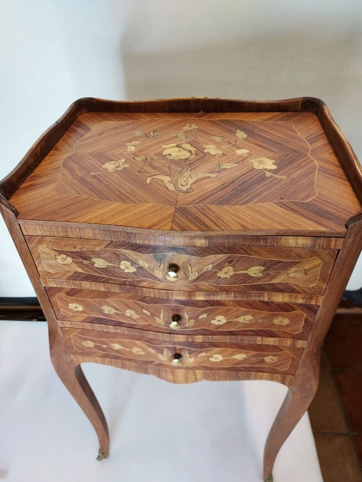 Marquetry bedside table