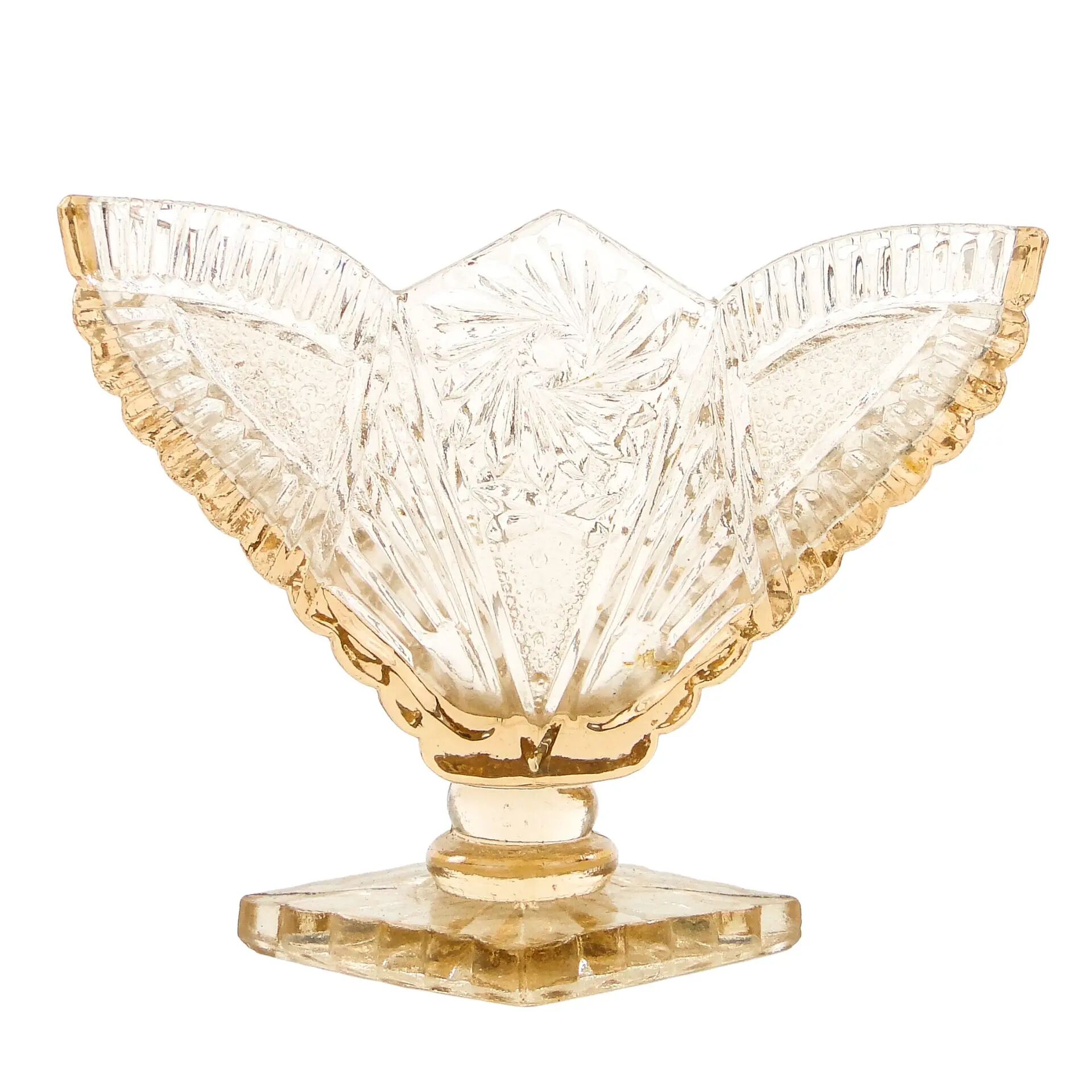 Art Deco napkin holder, pressed glass, Poland, 1950s
