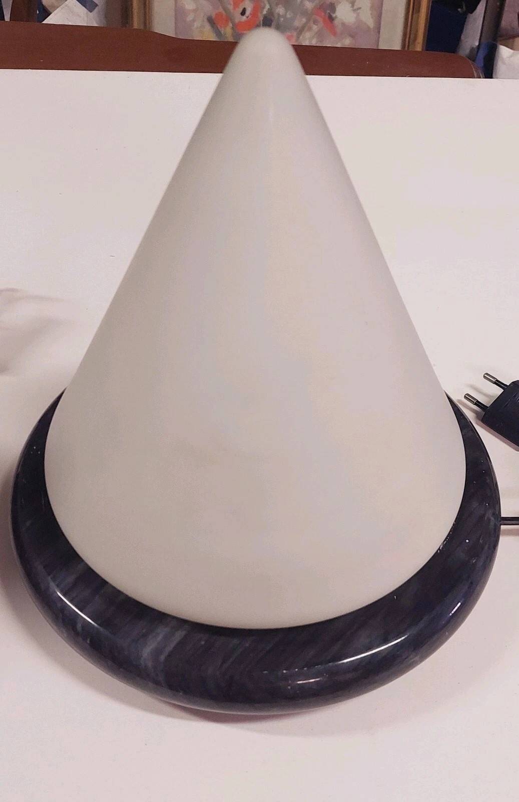 Murano glass and marble cone lamp, vintage design from the 1970s/80s