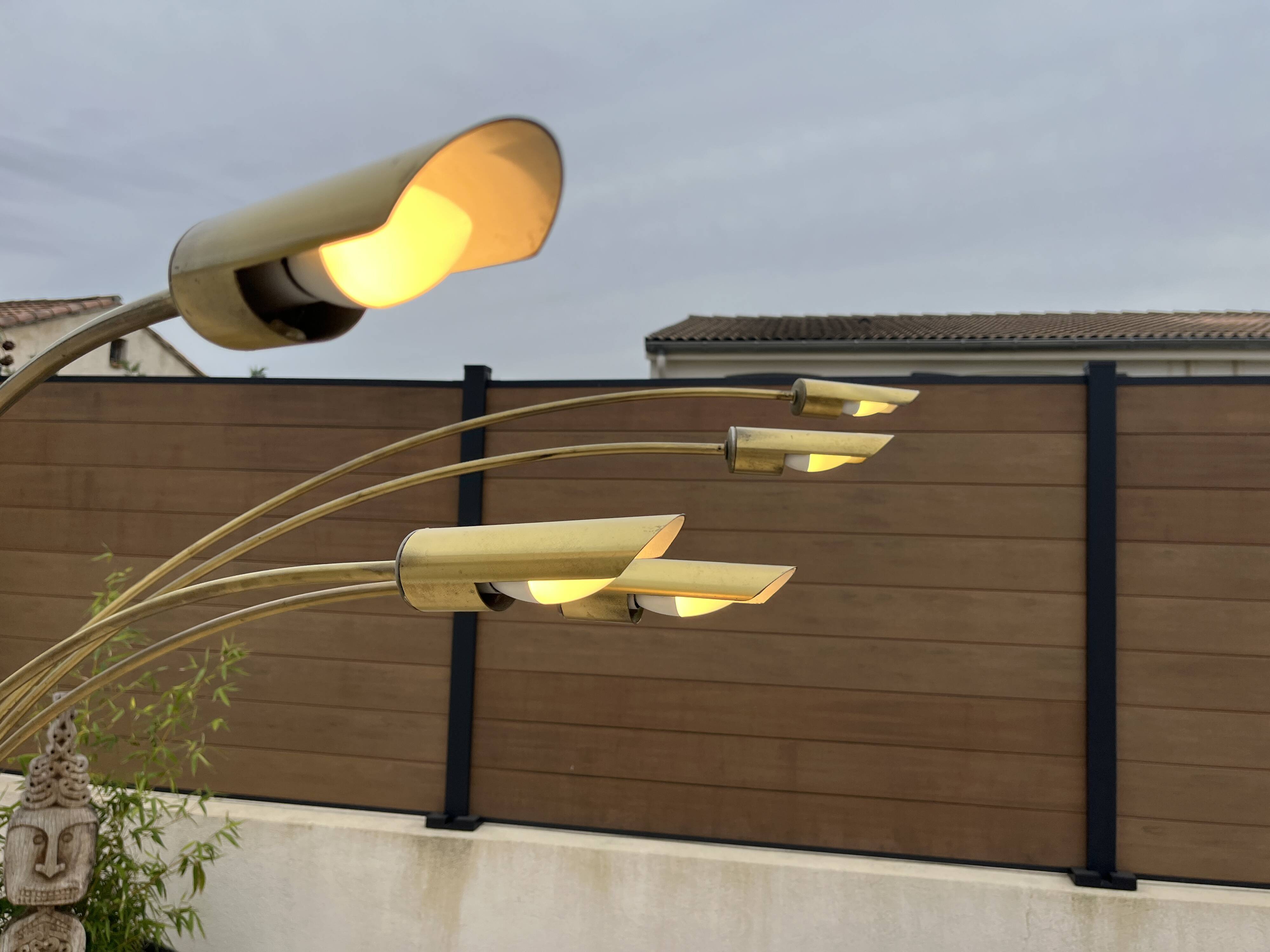 5-light gold floor lamp, 70s design