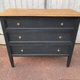 Matte black oak chest of drawers with 3 drawers