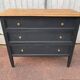 Matte black oak chest of drawers with 3 drawers