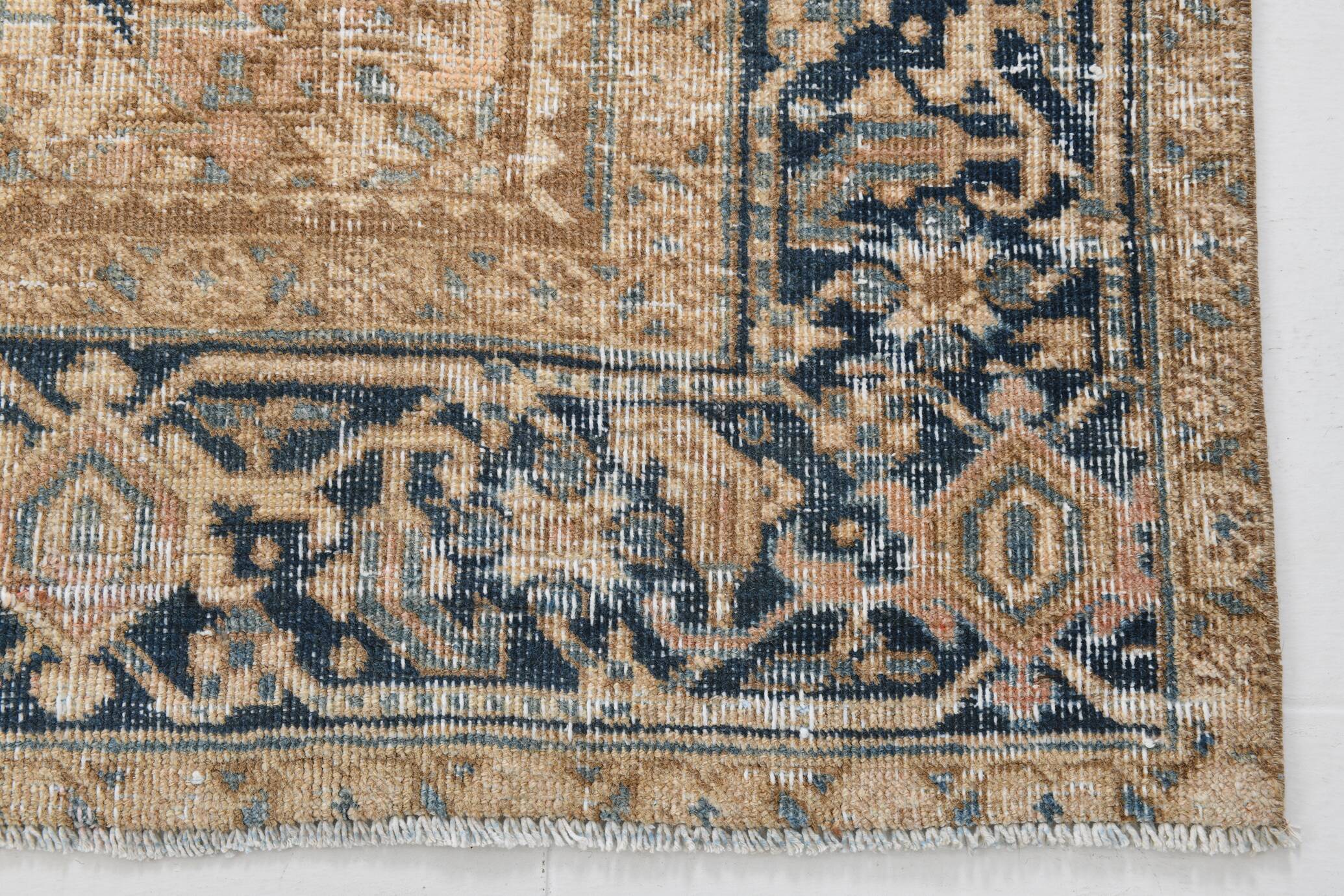 Vintage Cream & Navy Blue Persian Rug, 213x298Cm