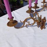 Pair of Bronze Candlesticks with 2 Arms of Lights
