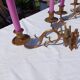 Pair of Bronze Candlesticks with 2 Arms of Lights