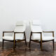 Pair of white boucle gfm 64 high back armchairs by edmund homa, 1960s