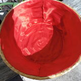 Trash in straw, inside Red satin, vintage 70's