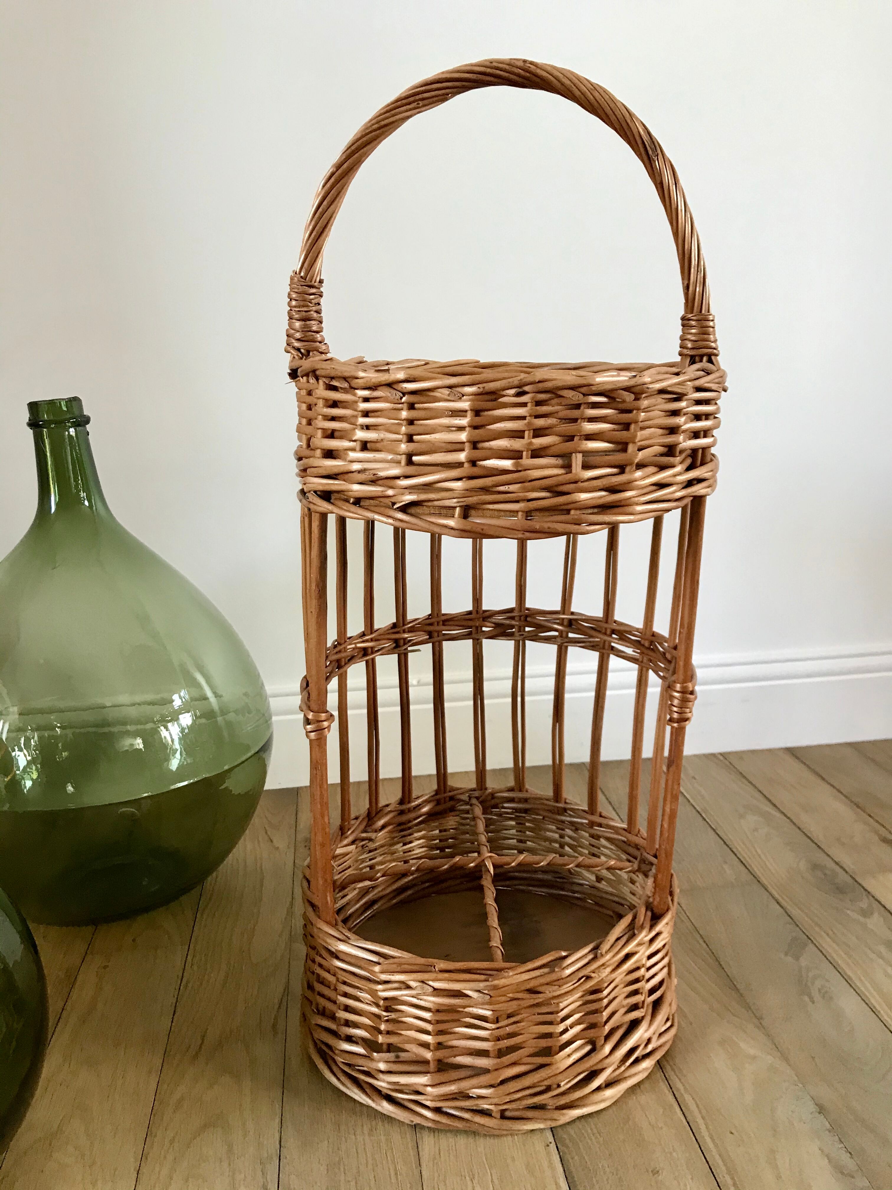 Wicker rattan bottle holder 50s-60s