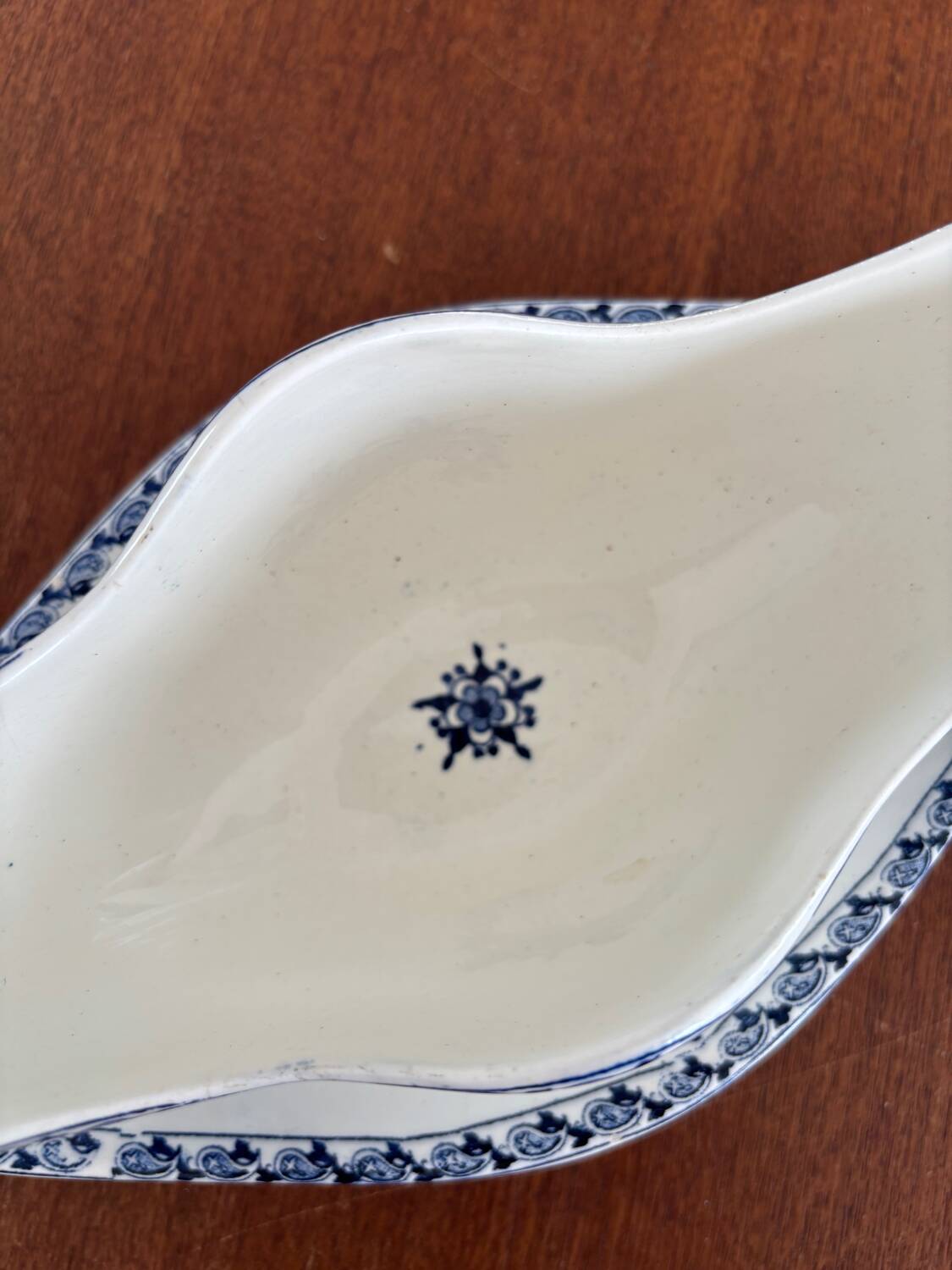 Antique ironstone sauceboat | Blue and white earthenware | Tableware