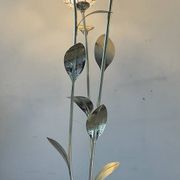 Vintage brass and mother-of-pearl floor lamp from the 70s