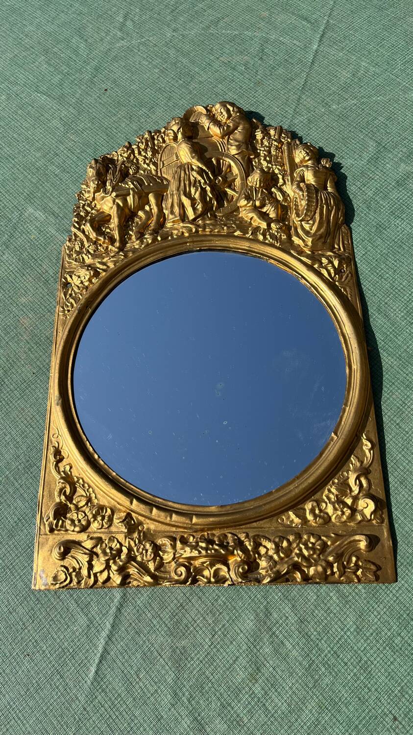 Miroir métal doré  27x 47 vintage